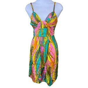 Milly Of New York Vintage Colorful Abstract Print Dress Spaghetti Straps Size 2